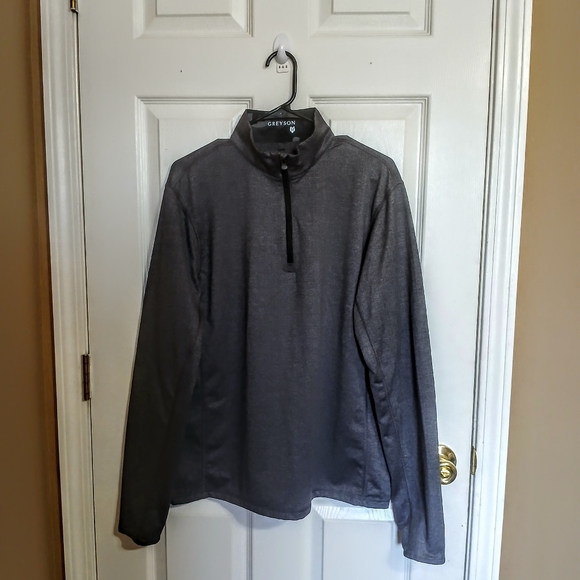 Greyson Tate Herringbone Mock Neck Quarter Zip Golf Pullover Men Gray M - Picture 3 of 7